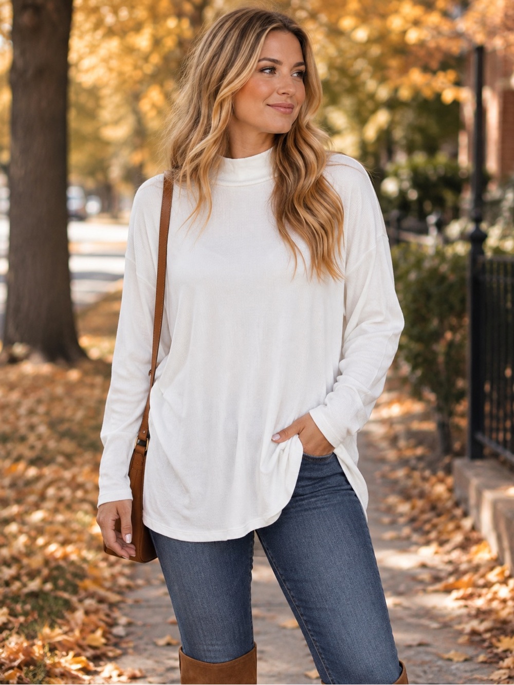 NWT Cato Women's XL White Ribbed Knit Mock Neck Long Sleeve Top Basic Layer Chic